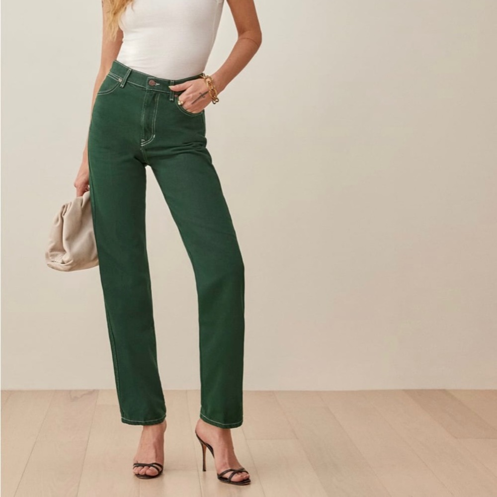 Reformation High-Rise Cowboy Jean - size 27, Emerald